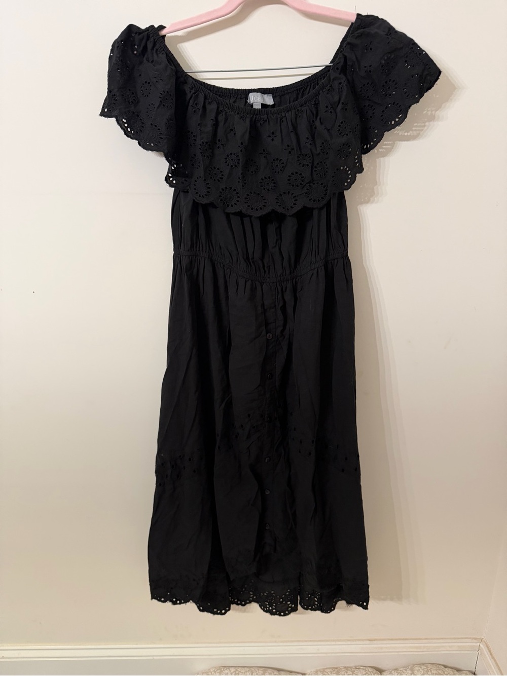 J Gee women’s  Black Off-Shoulder Eyelet Dress size L